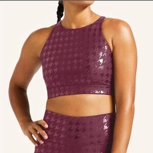 PELOTON
Show Up High Neck Bra Top Houndstooth Maroon dark red